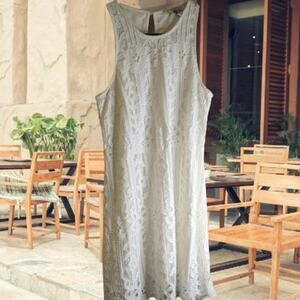 Speechless small cream sleeveless lined lace with fringed hemline woman's dress.